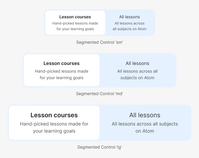 segmented control sizes