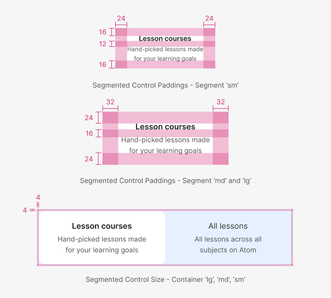 segmented control size segmented control size